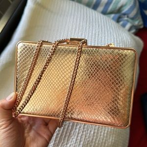 Rose gold/dusty pink embossed leather